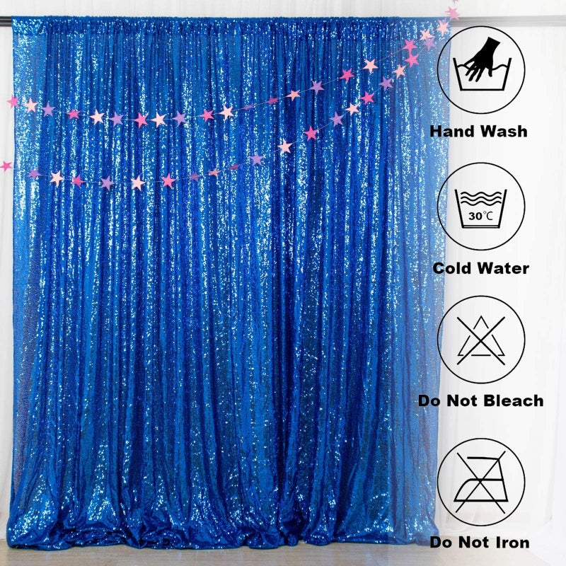 ShiDianYi 8 X 8, Ready to Dispatch,Sequin Backdrops, Sequin Photo Booth Backdrop, Party Wedding Sparkling Photography Prop (8ftx8ft, Royal Blue) - Image 5